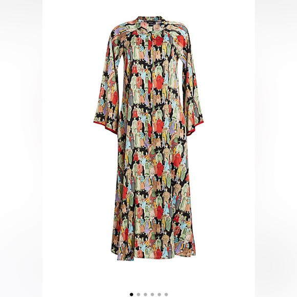 DRESS Floral Print Long Dress Size: M Human Printed like an arts in Paris - Picture 3 of 8
